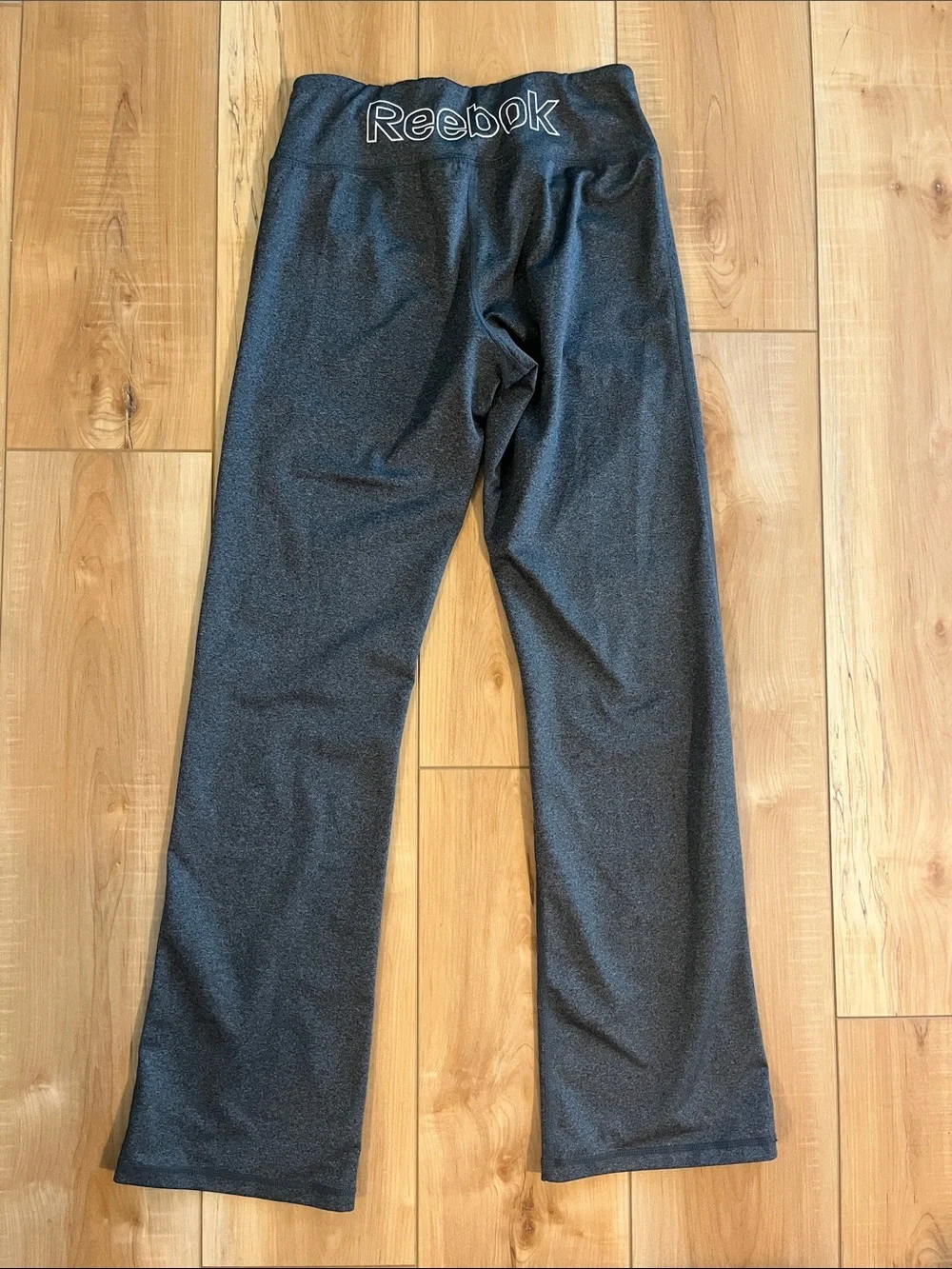 Reebok Dark Gray Wide-Leg Athletic Pants with Logo Waistband